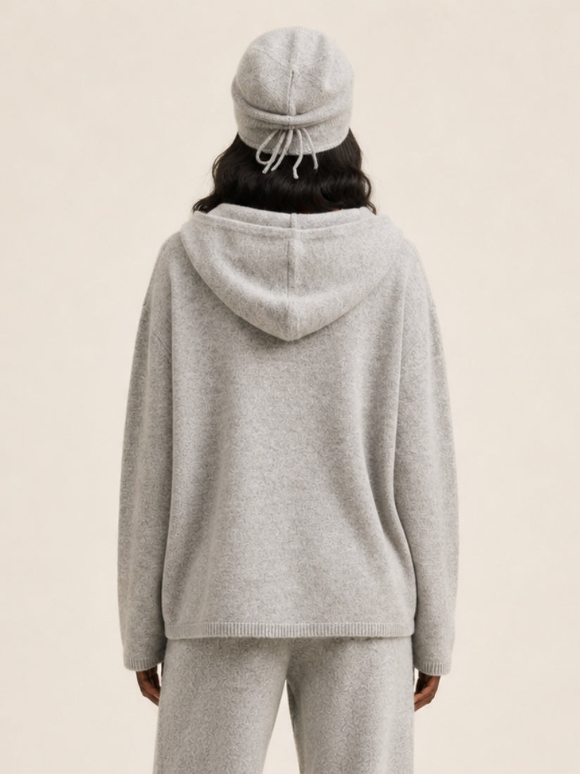 Dravena — Light Gray Oversized Cashmere Hoodie | The Cashmere Studio