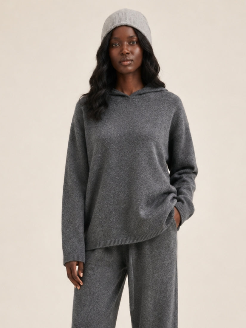 Dravena — Dark Gray Oversized Cashmere Hoodie | The Cashmere Studio