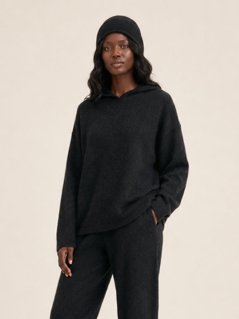Dravena — Light Gray Oversized Cashmere Hoodie | The Cashmere Studio
