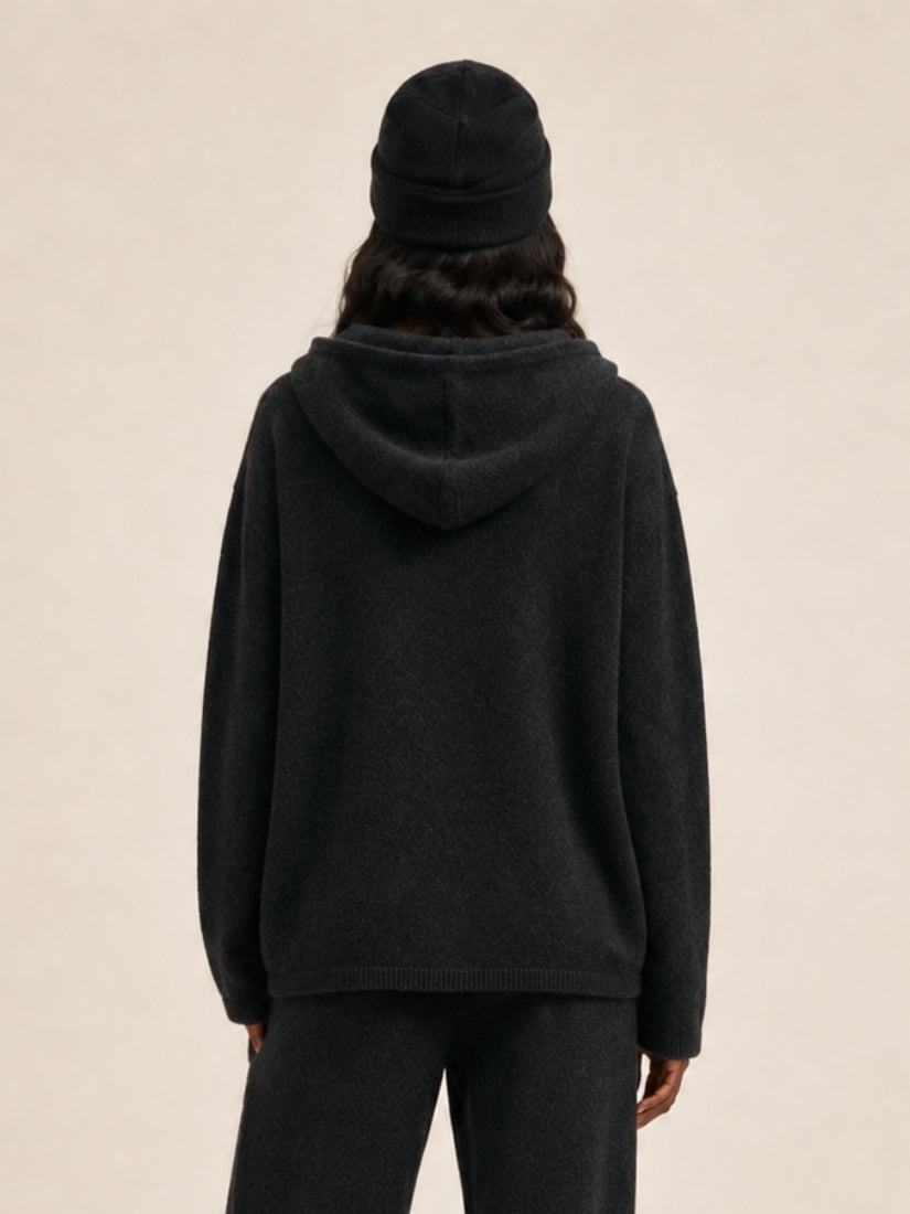 Dravena — Dark Gray Oversized Cashmere Hoodie | The Cashmere Studio