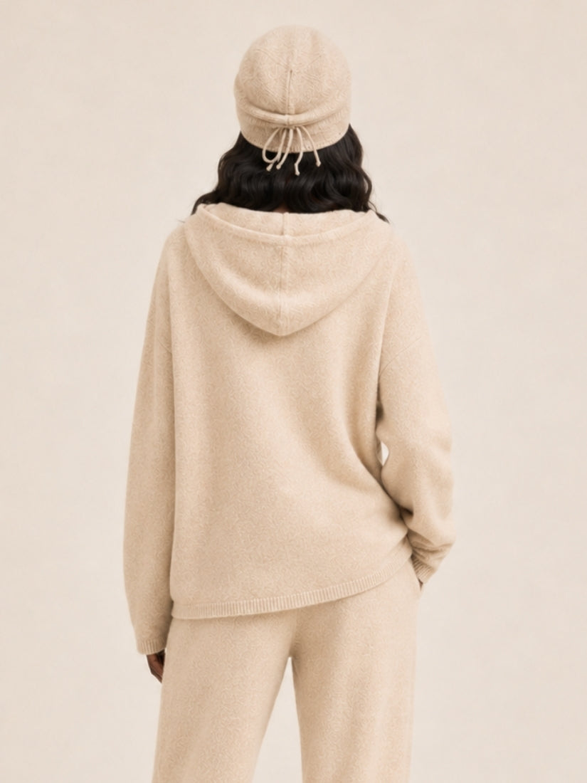 Dravena — Beige Oversized Cashmere Hoodie | The Cashmere Studio