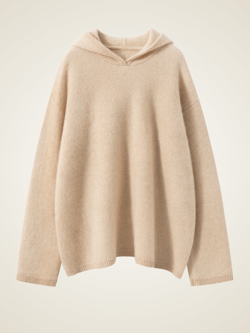 Dravena — Beige Cashmere Hoodie Set | The Cashmere Studio
