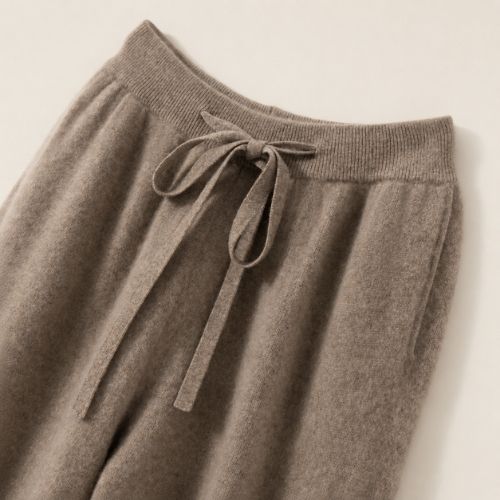 Dravena — Taupe Cashmere Jogger Pants | The Cashmere Studio