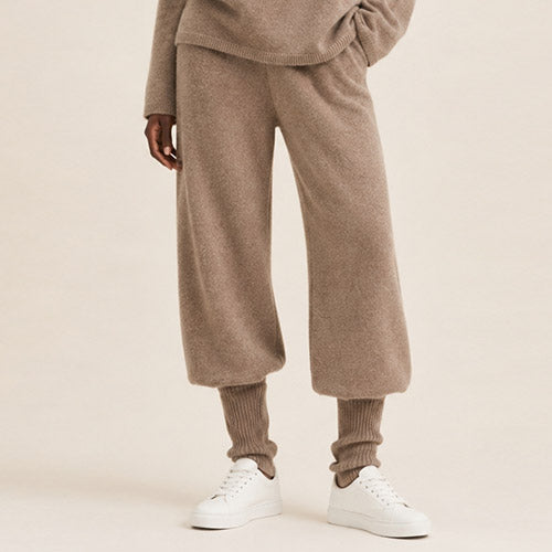 Dravena — Taupe Cashmere Jogger Pants | The Cashmere Studio