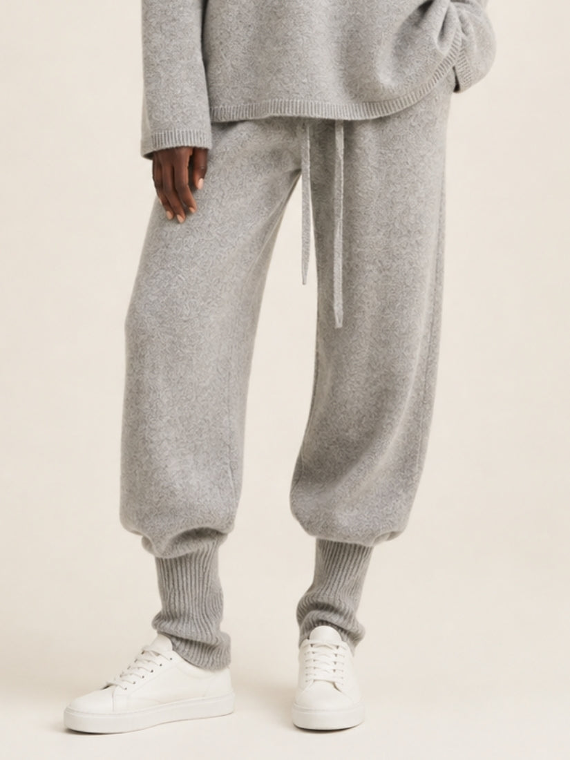 Dravena — Light Gray Cashmere Jogger Pants | The Cashmere Studio