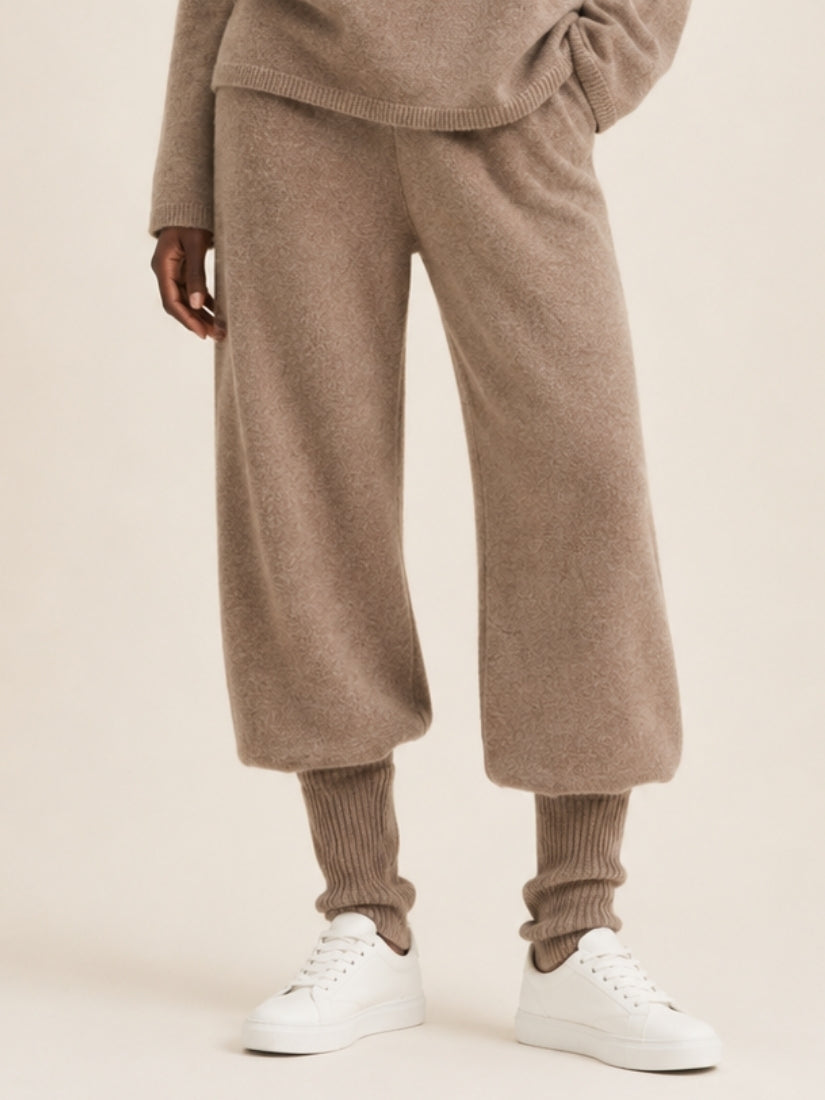 Dravena — Taupe Cashmere Jogger Pants | The Cashmere Studio