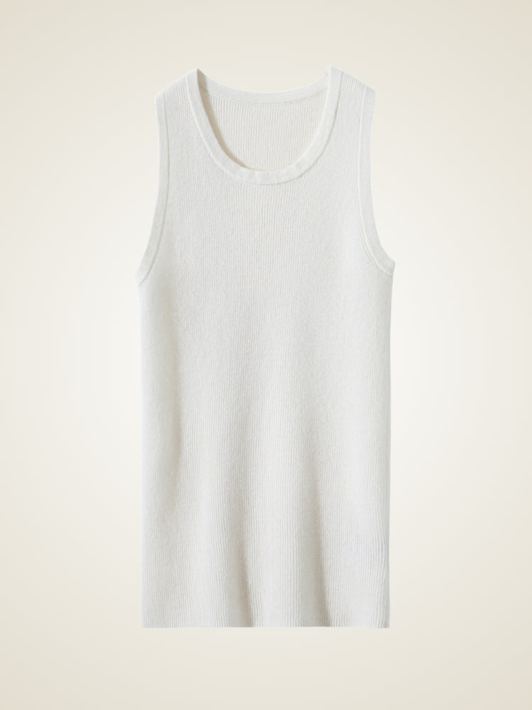 Elowra - Ivory Sleeveless Cashmere Tank | The Cashmere Studio