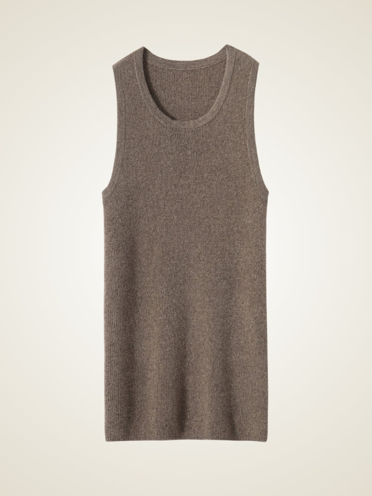 Elowra - Taupe Sleeveless Cashmere Tank | The Cashmere Studio