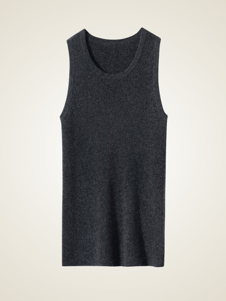 Elowra - Dark Gray Sleeveless Cashmere Tank | The Cashmere Studio