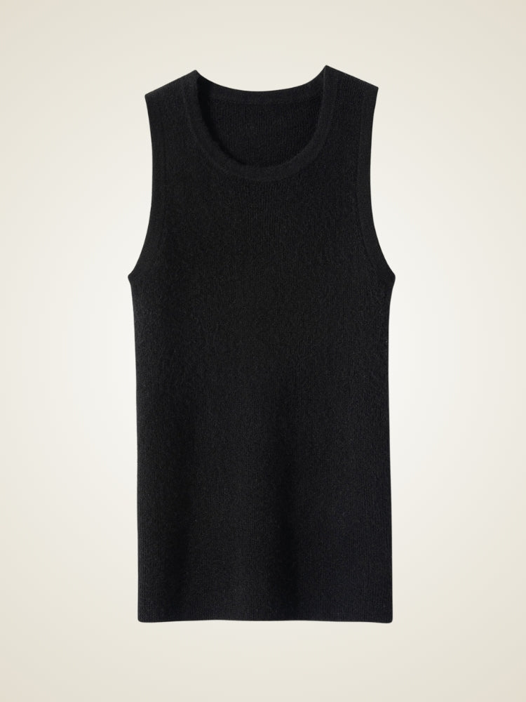 Elowra - Black Sleeveless Cashmere Tank | The Cashmere Studio