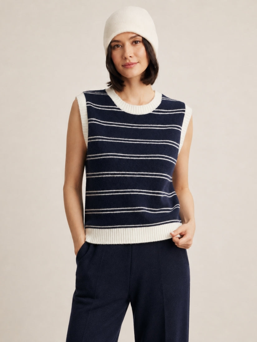 Elystra - Navy Cashmere Vest | The Cashmere Studio