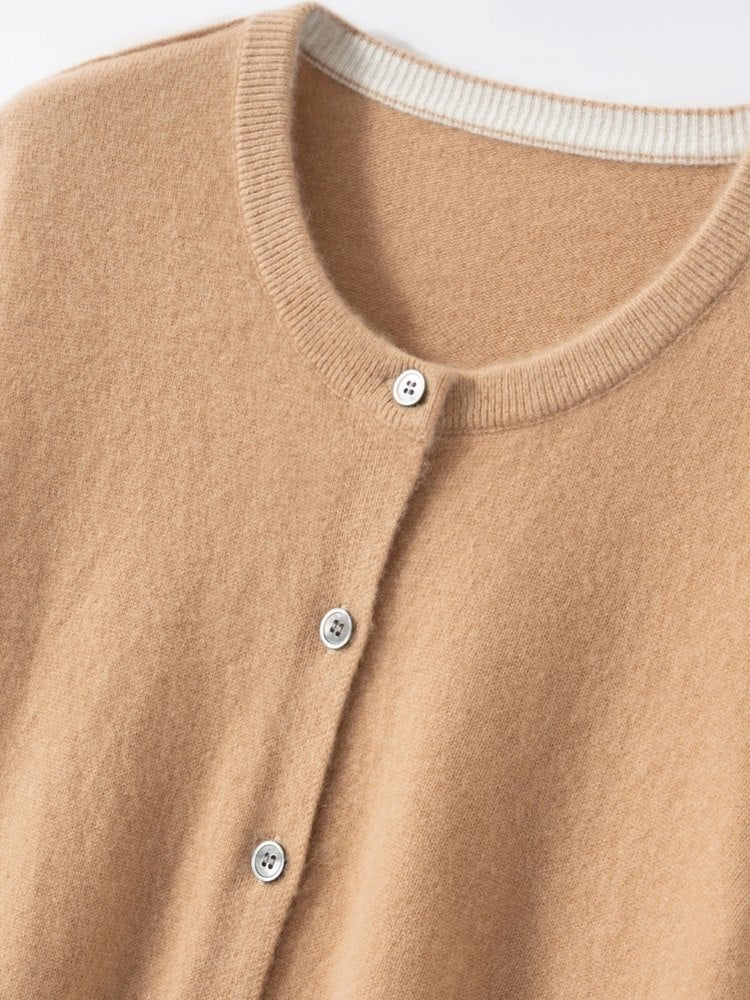 Evessa - Two-Tone Cashmere Cardigan | The Cashmere Studio