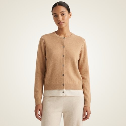 Evessa - Two-Tone Cashmere Cardigan | The Cashmere Studio