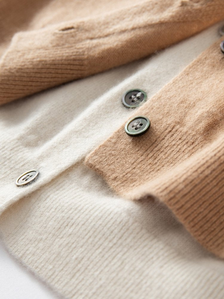 Evessa - Two-Tone Cashmere Cardigan | The Cashmere Studio