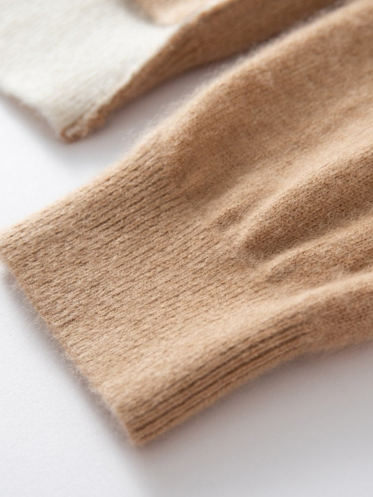 Evessa - Two-Tone Cashmere Cardigan | The Cashmere Studio