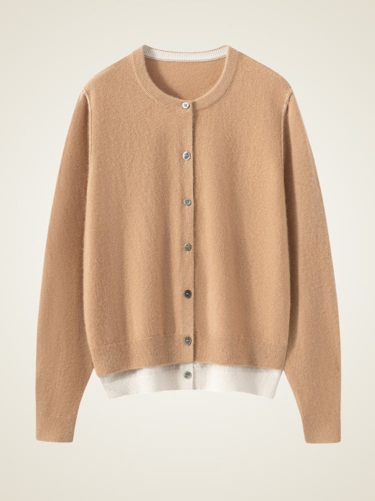 Evessa - Two-Tone Cashmere Cardigan | The Cashmere Studio