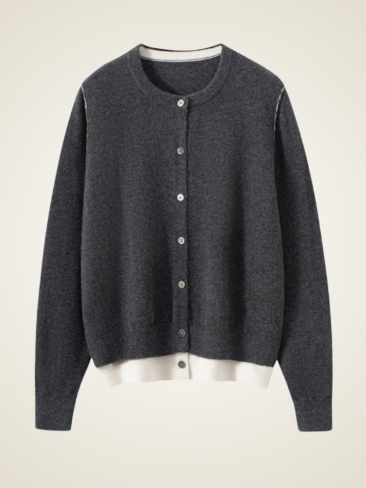 Evessa - Two-Tone Cashmere Cardigan | The Cashmere Studio