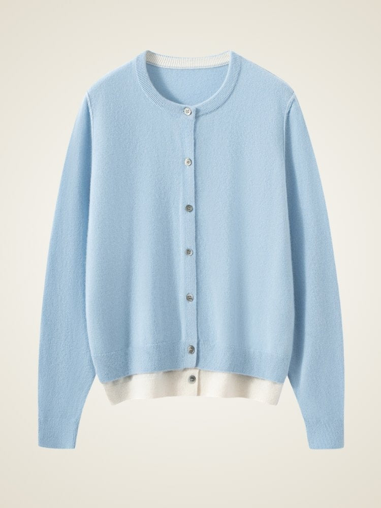 Evessa - Two-Tone Cashmere Cardigan | The Cashmere Studio