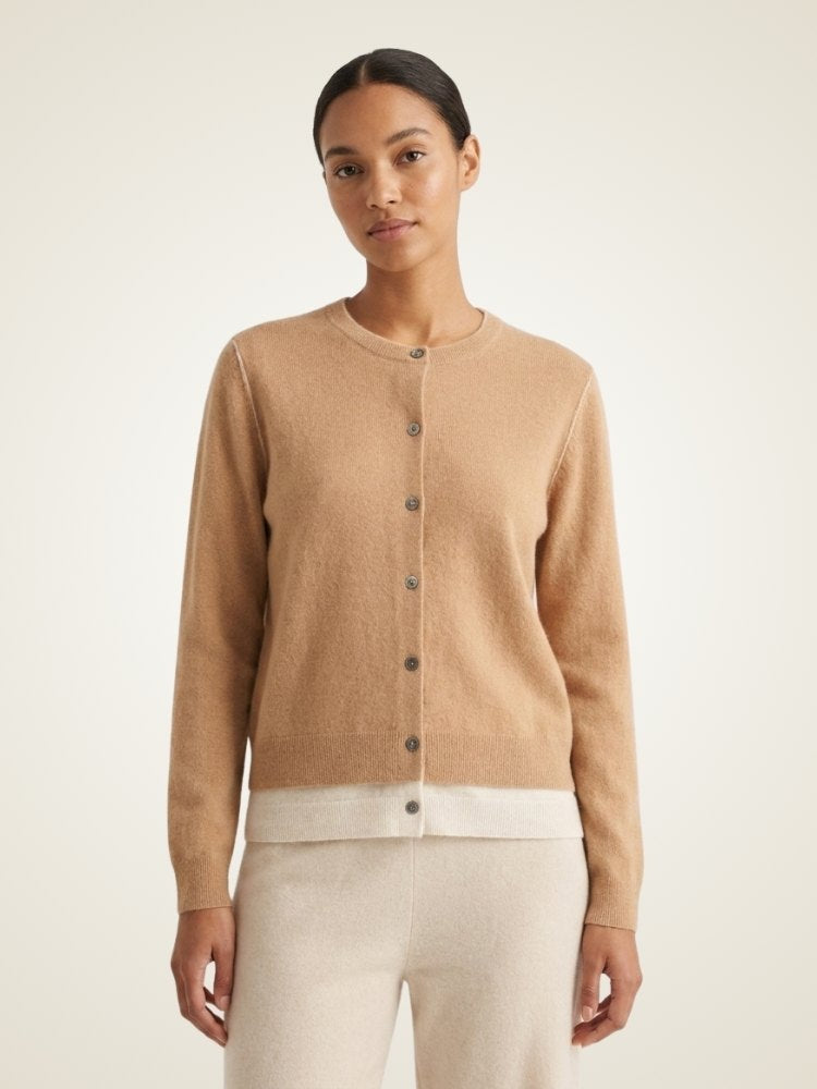 Evessa - Two-Tone Cashmere Cardigan | The Cashmere Studio