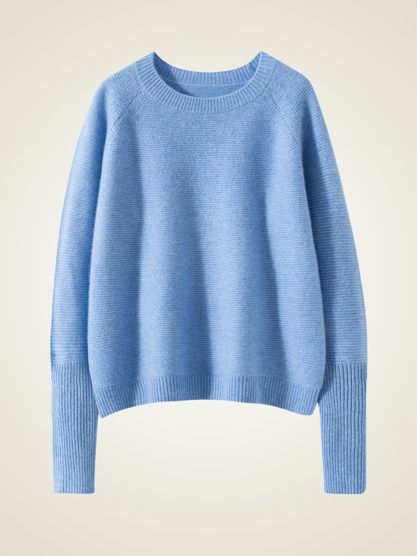 Gialora - Light Blue Textured Knit Cashmere Sweater | The Cashmere Studio
