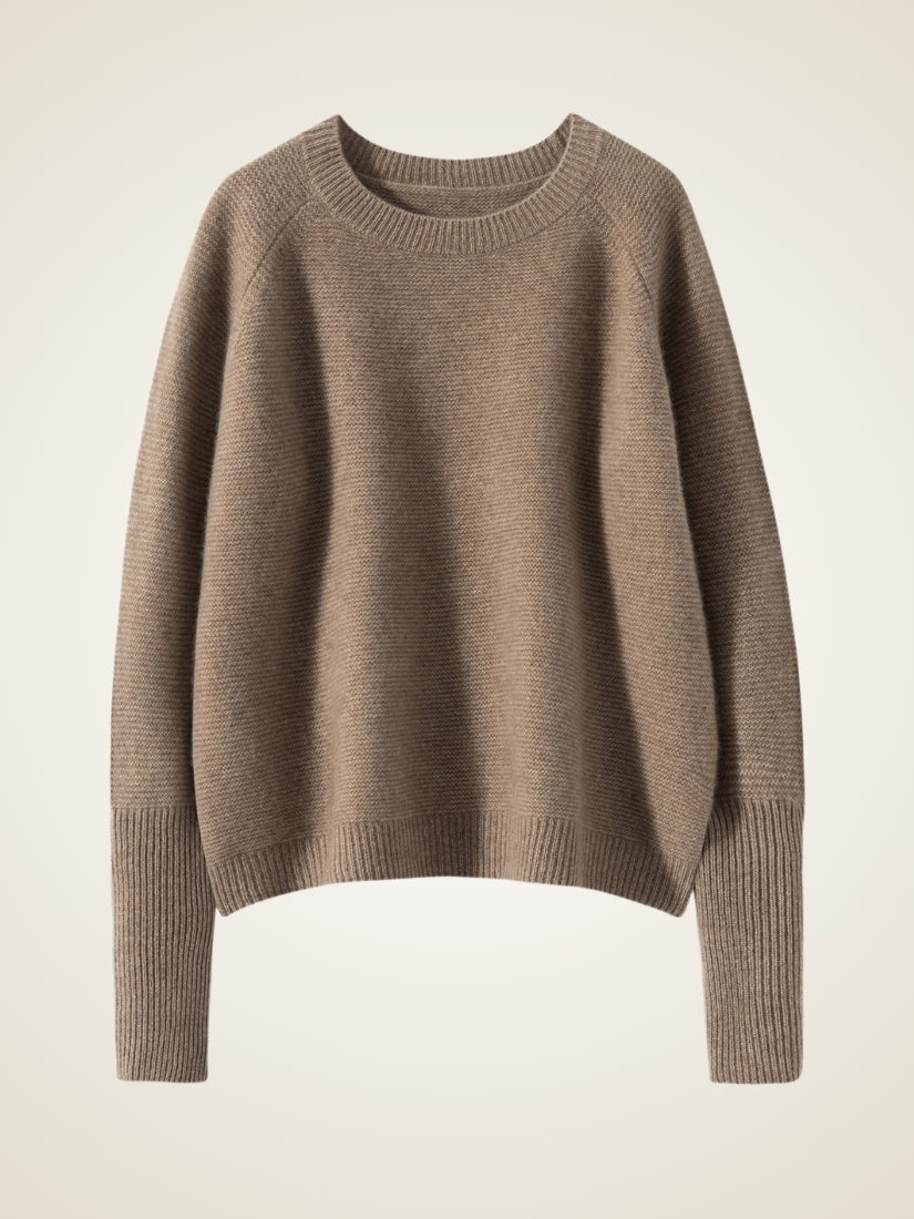 Gialora - Taupe Textured Knit Cashmere Sweater | The Cashmere Studio