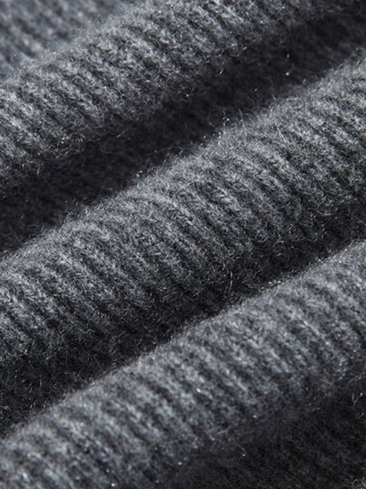 Preston - Gray Ribbed Cashmere Zip-Up Cardigan | The Cashmere Studio