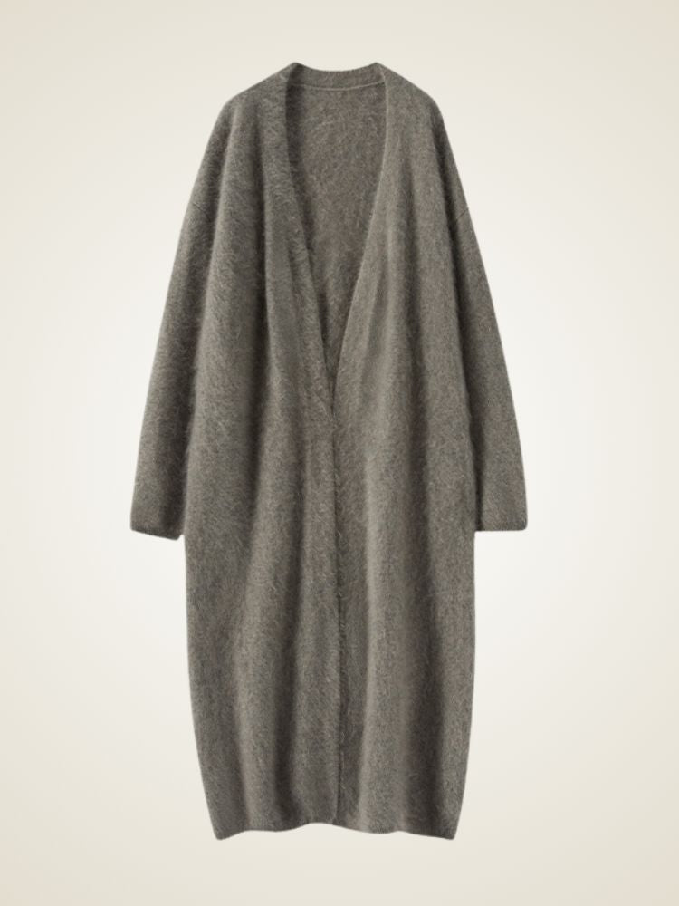 Zilia - Gray Long Cashmere Cardigan | The Cashmere Studio
