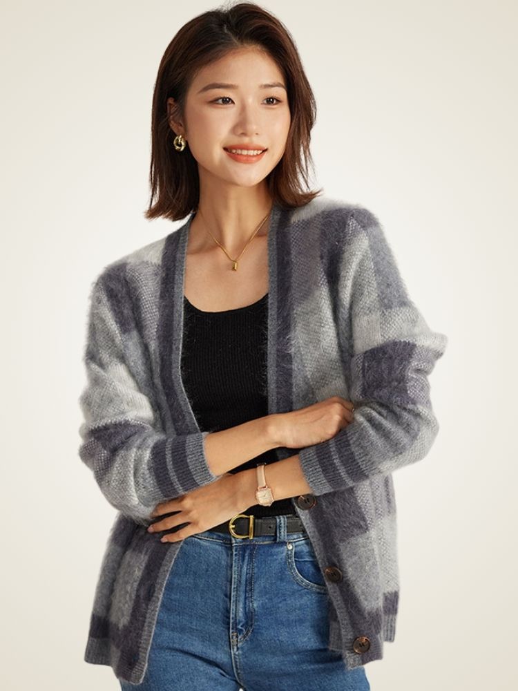 Nereza - Plaid Cashmere Cardigan