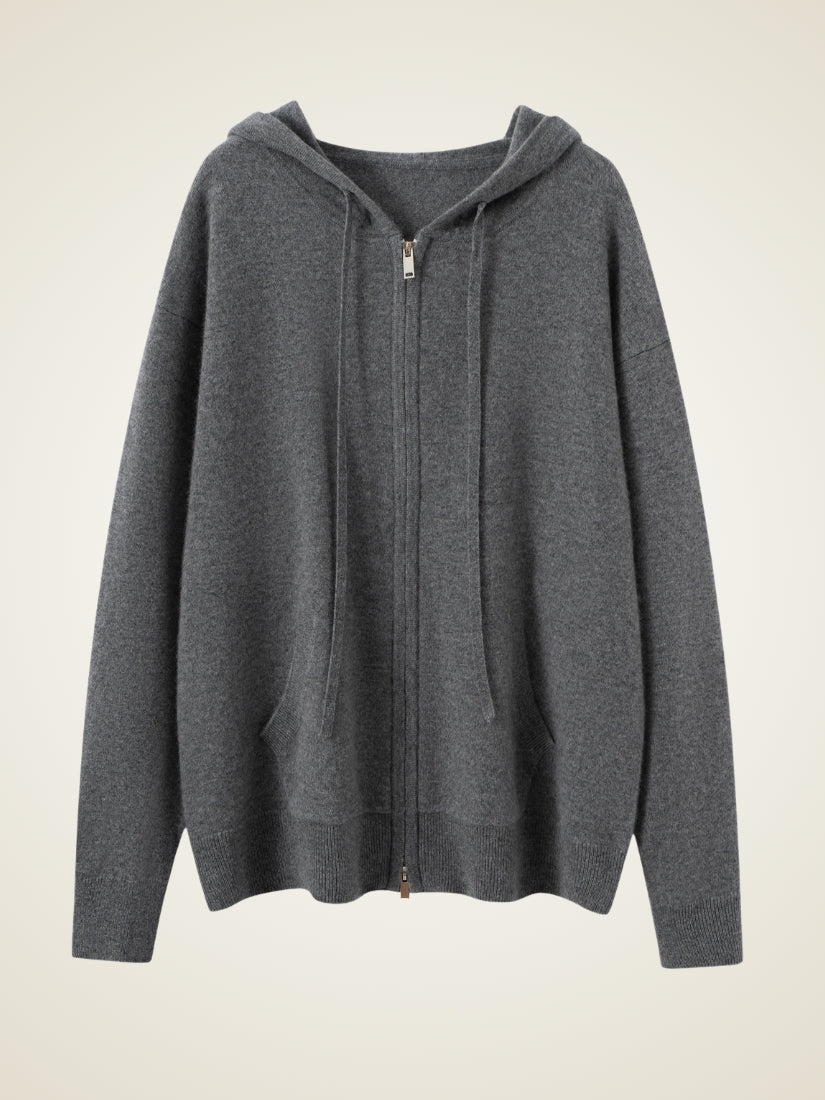 Hespera - Dark Gray Cashmere Hoodie | The Cashmere Studio