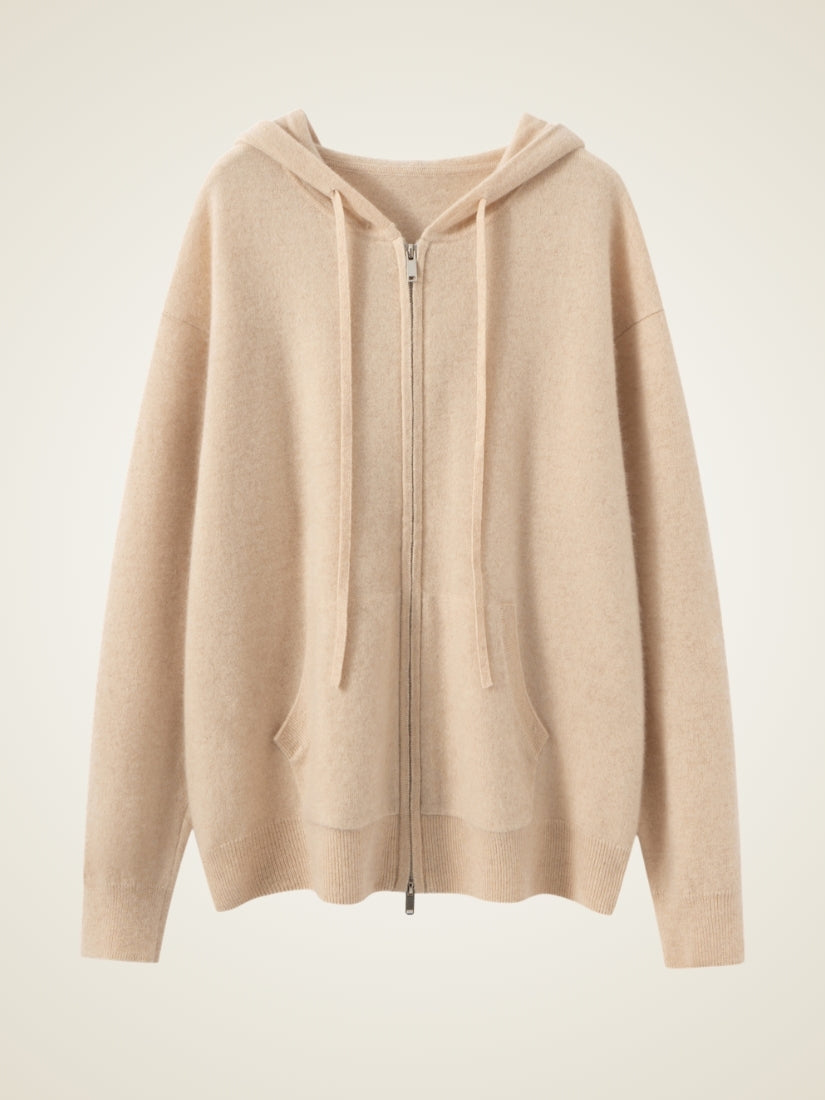 Hespera - Beige Cashmere Hoodie | The Cashmere Studio