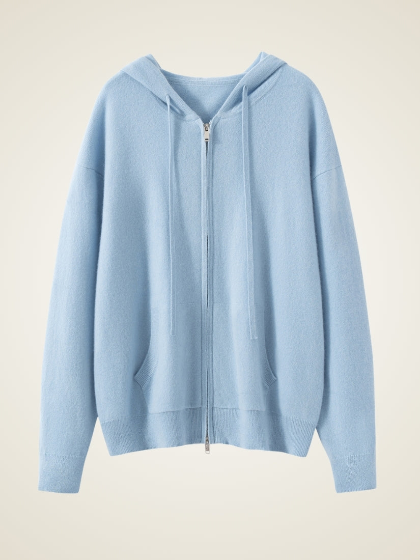 Hespera - Light Blue Cashmere Hoodie | The Cashmere Studio