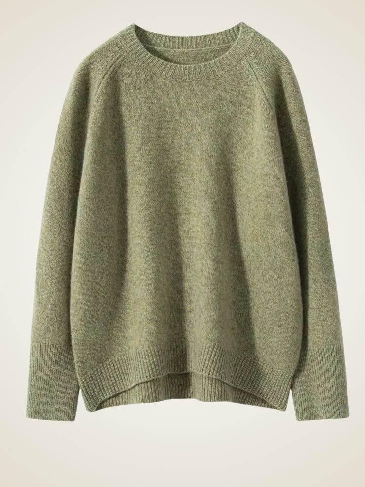 Iris - Green Crewneck Cashmere Sweater | The Cashmere Studio