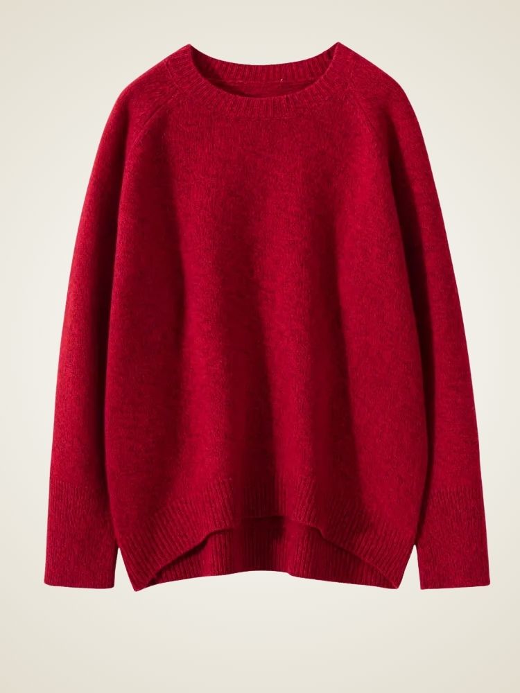 Iris - Red Crewneck Cashmere Sweater | The Cashmere Studio