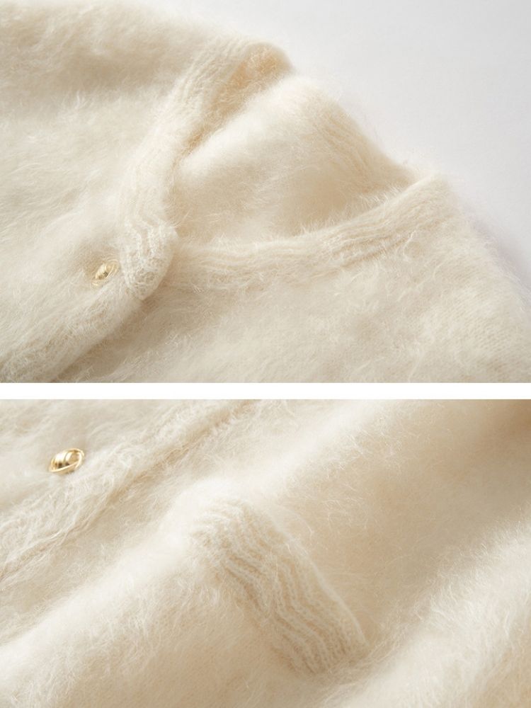 Adassa - Ivory Cloud-Soft Cashmere Cardigan | The Cashmere Studio