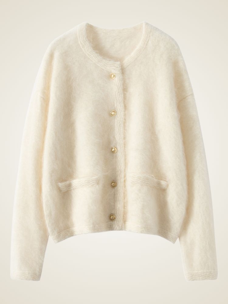 Adassa - Ivory Cloud-Soft Cashmere Cardigan | The Cashmere Studio