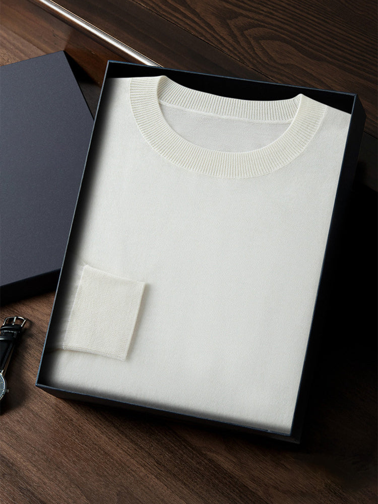 Ellis - Ivory Cashmere Crewneck Sweater | The Cashmere Studio