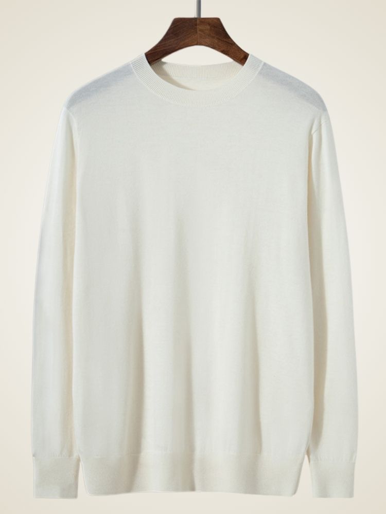 Ellis - Ivory Cashmere Crewneck Sweater | The Cashmere Studio