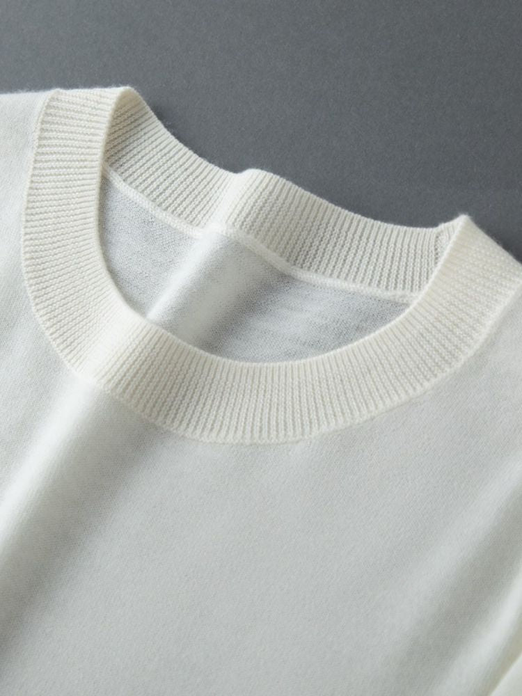 Ellis - Ivory Cashmere Crewneck Sweater | The Cashmere Studio
