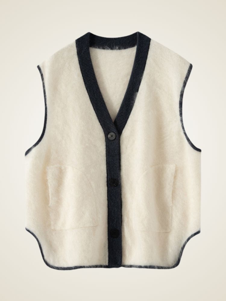 Lisandra - Ivory Brushed Cashmere Vest | The Cashmere Studio