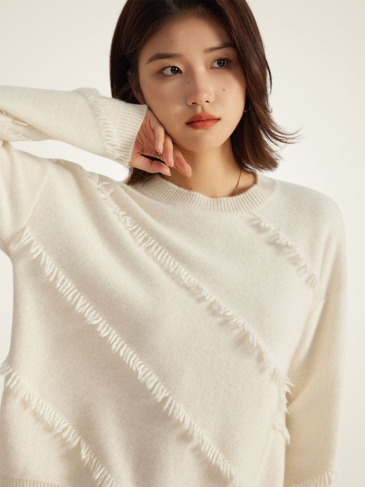 Nezaria - Ivory Cashmere Sweater | The Cashmere Studio