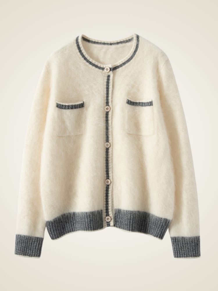 Flor - Ivory Brushed Cashmere Cardigan | The Cashmere Studio