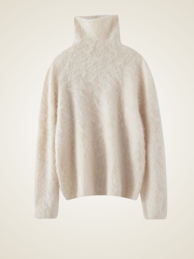 Lenora - Ivory Brushed Cashmere Sweater | The Cashmere Studio