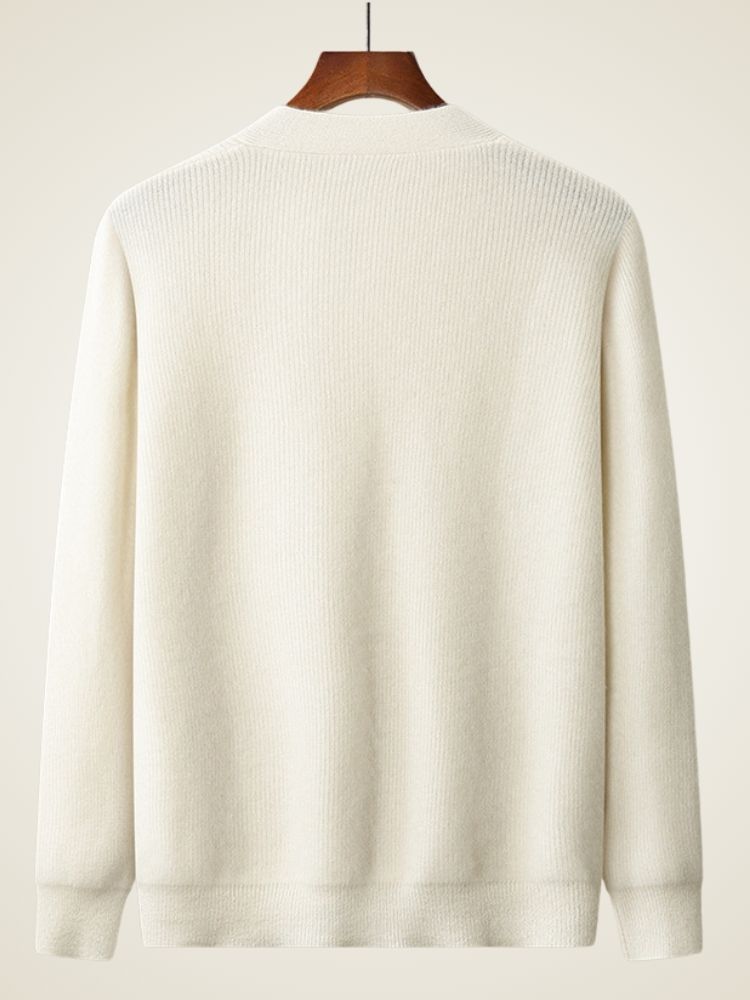 Rafe - Ivory Ribbed Cashmere Cardigan | The Cashmere Studio