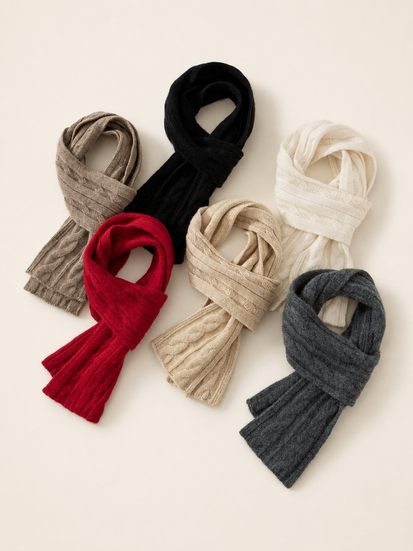 Jorelle - Cable Knit Cashmere Scarf | The Cashmere Studio