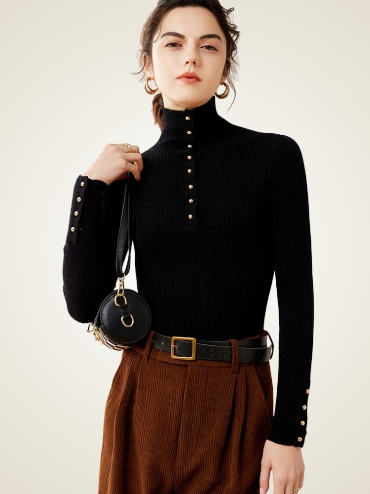 Jyselle - Mock Neck Sweater | The Cashmere Studio