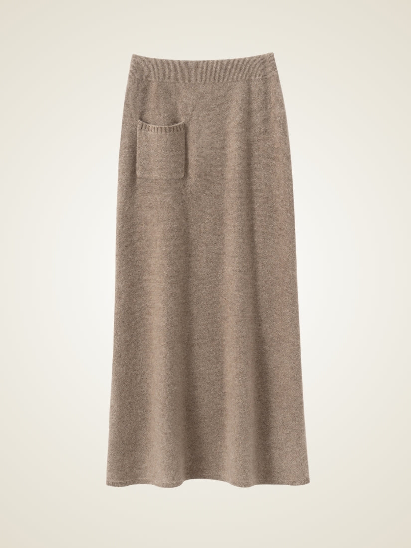 Keiralen — Taupe Long Cashmere Skirt | The Cashmere Studio