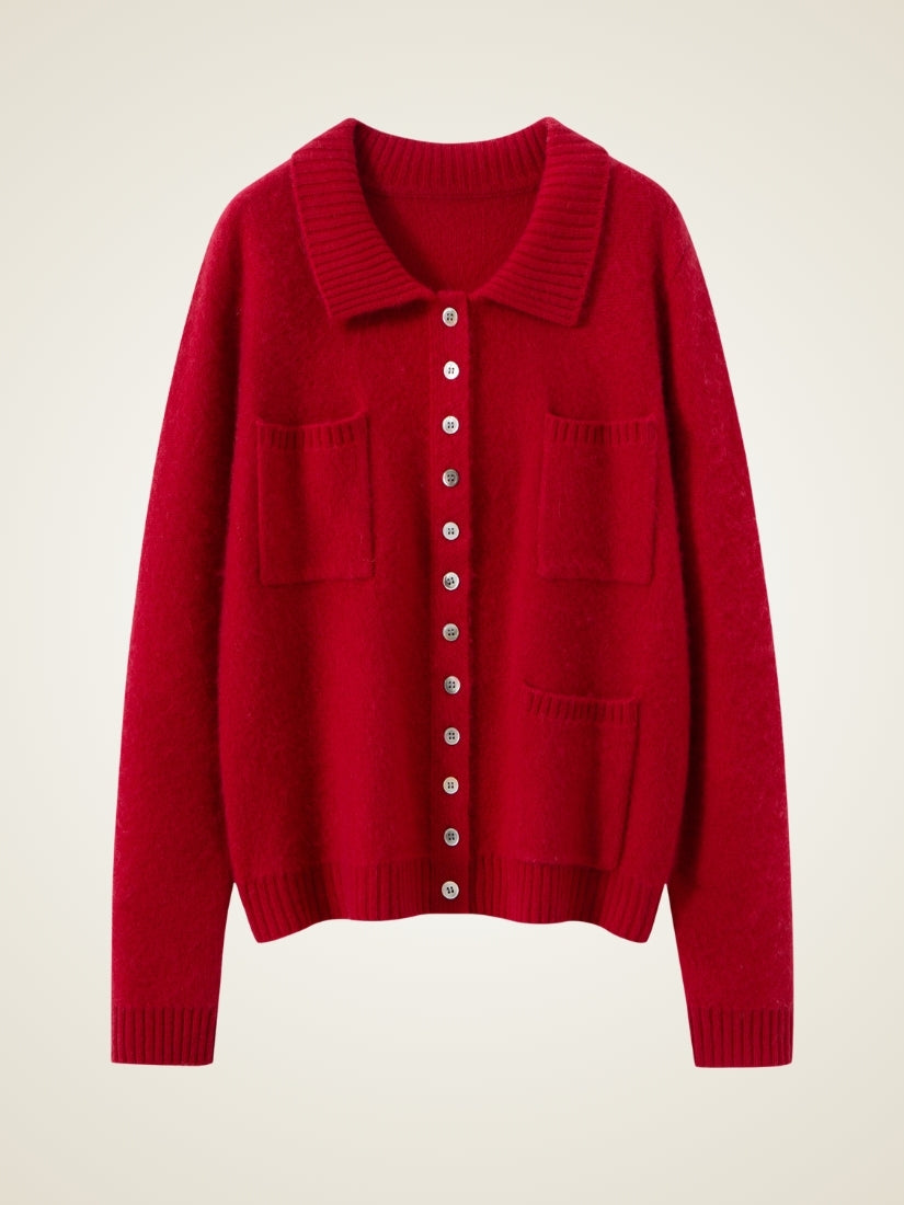 Keiralen — Red Cashmere Cardigan | The Cashmere Studio