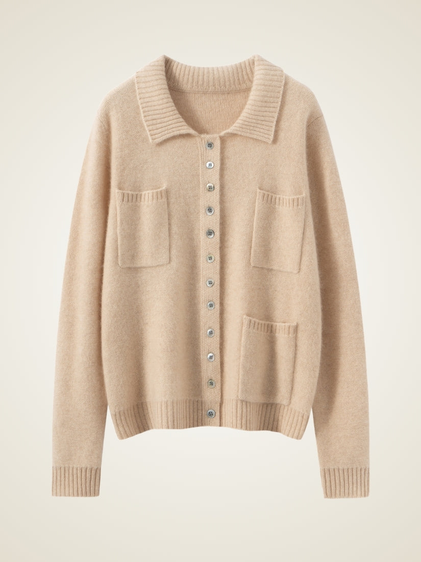 Keiralen — Beige Cashmere Cardigan | The Cashmere Studio