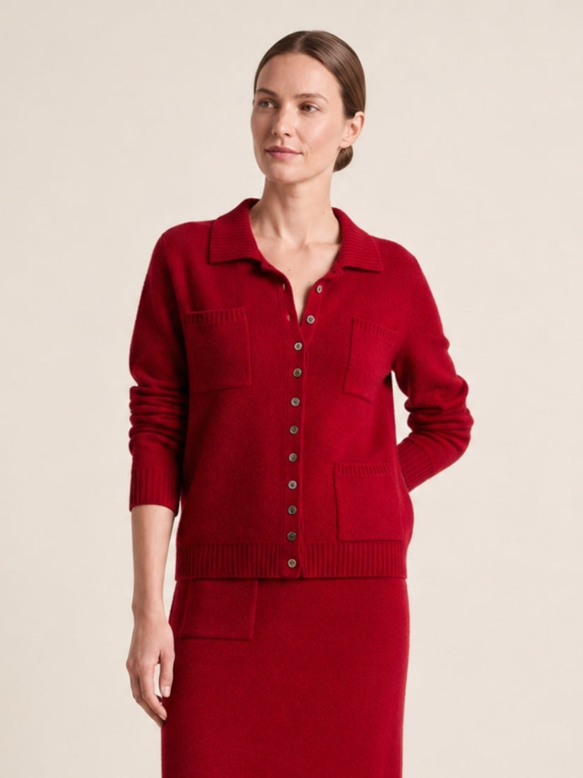 Keiralen — Red Cashmere Cardigan | The Cashmere Studio