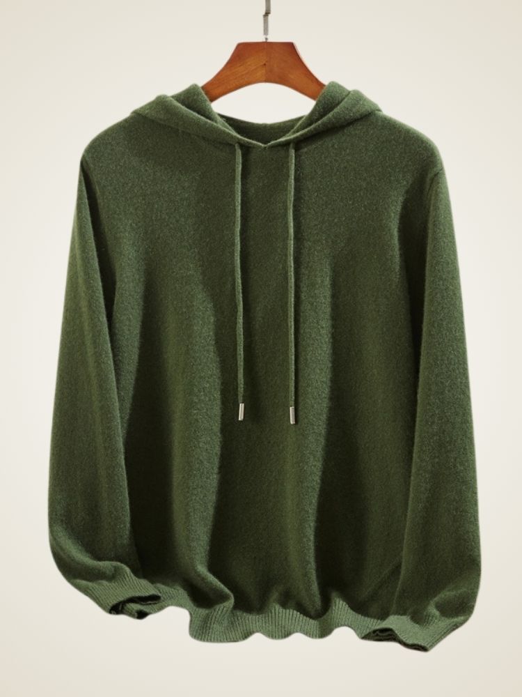 Madden - Khaki Classic Cashmere Hoodie | The Cashmere Studio